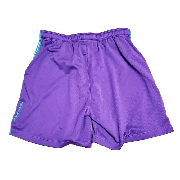 Under Armour Womens Sz Small Shorts Mesh Heatgear Drawstring Purple & Teal - Picture 2 of 5